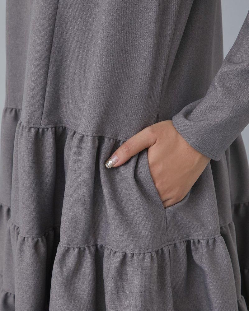 【24AW 完売品】セブンテン ウールライクティアードワンピース オフホワイト ウールライクティアードワンピース(オフホワイト) - seventen