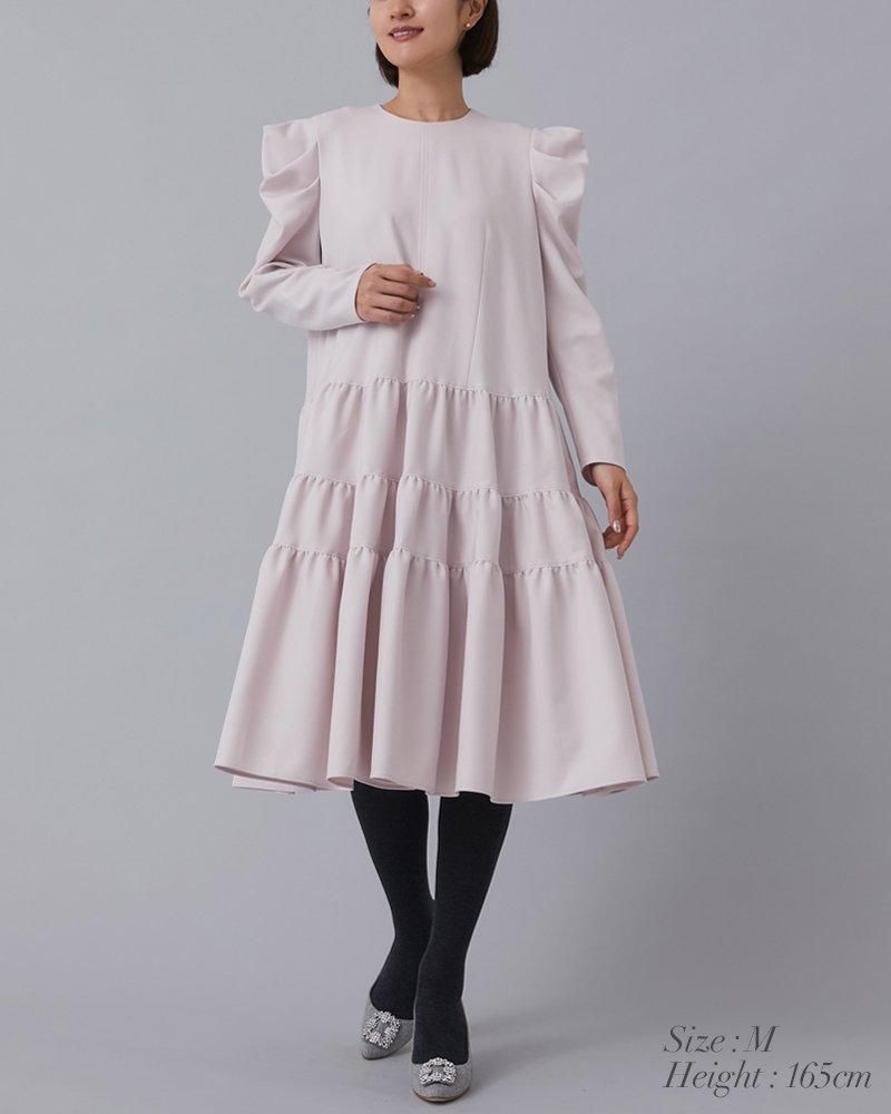 ウールライクティアードワンピース(ペールピンク) - seventen