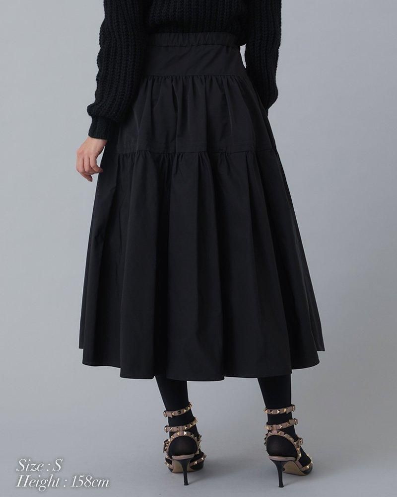 ソフトボーンタフタスカート(ブラック) - seventen