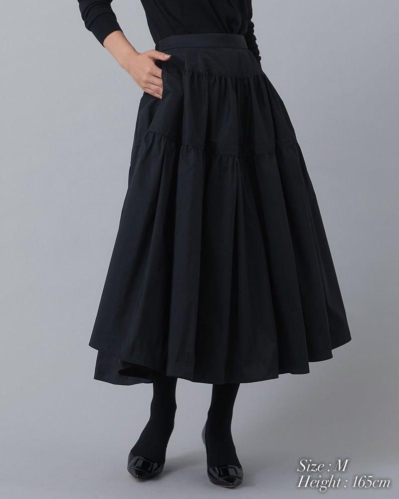 ソフトボーンタフタスカート(ブラック) - seventen