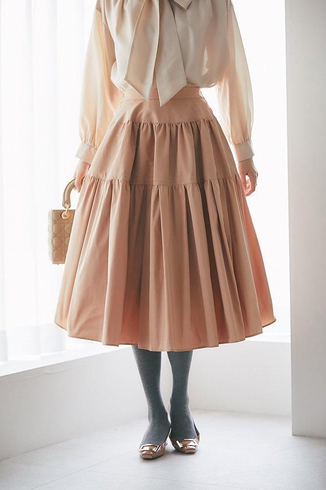 10％off】ソフトボーンタフタスカート(ピンクベージュ) - seventen