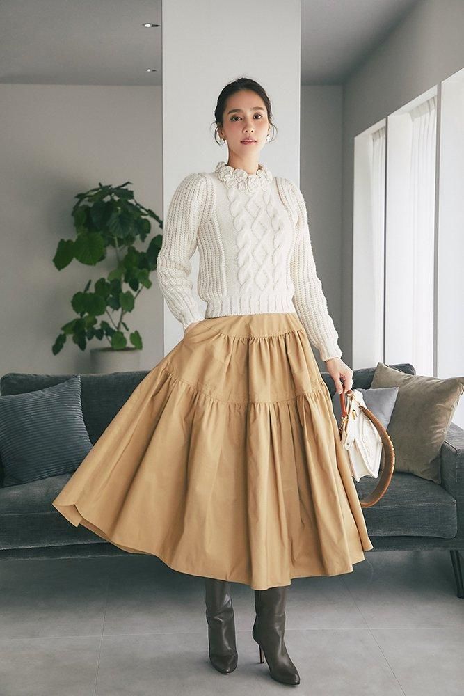 ソフトボーンタフタスカート(ベージュ) - seventen