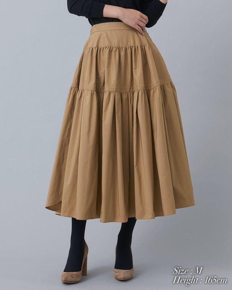 ソフトボーンタフタスカート(ベージュ) - seventen