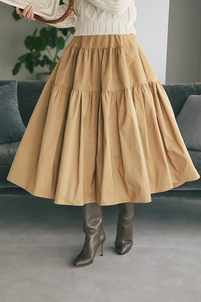ソフトボーンタフタスカート(ベージュ) - seventen