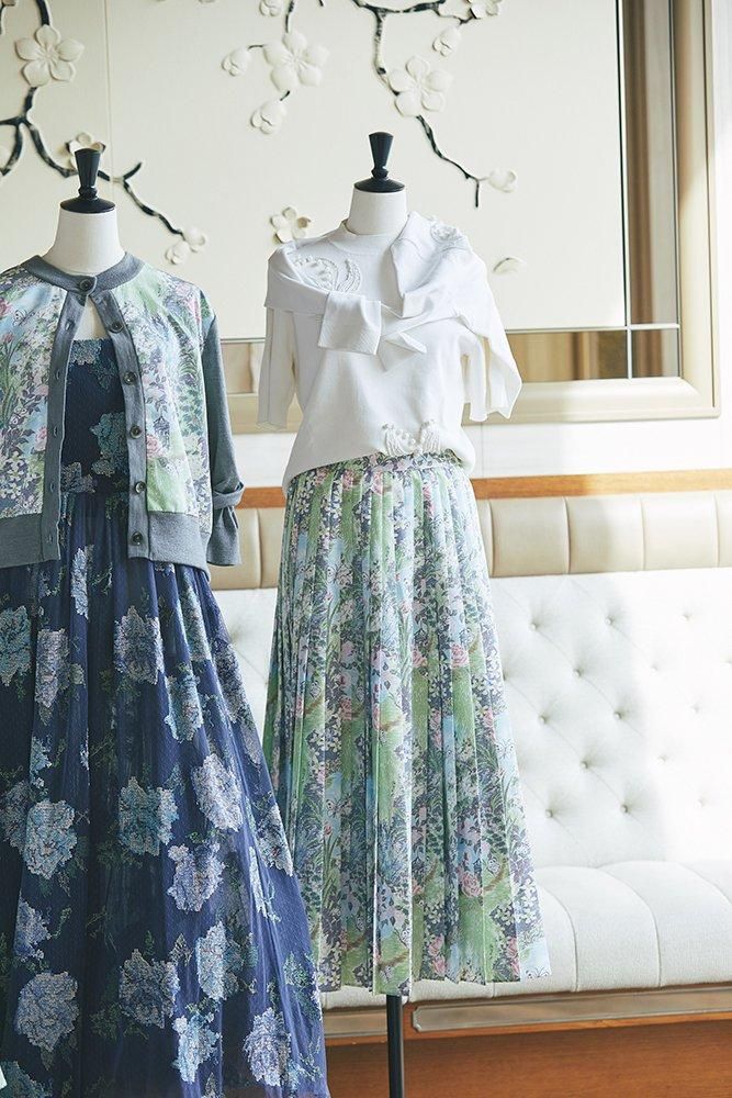 KEITA MARUYAM × SEVEN TEN by MIHO KAWAHITO 庭園プリントプリーツ