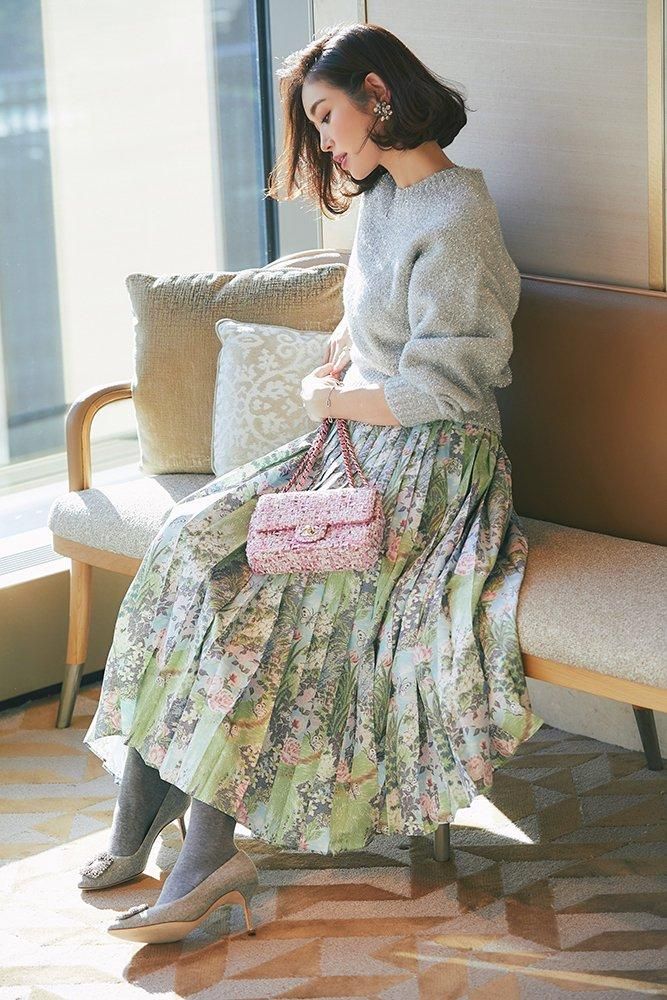 KEITA MARUYAM × SEVEN TEN by MIHO KAWAHITO 庭園プリントプリーツ