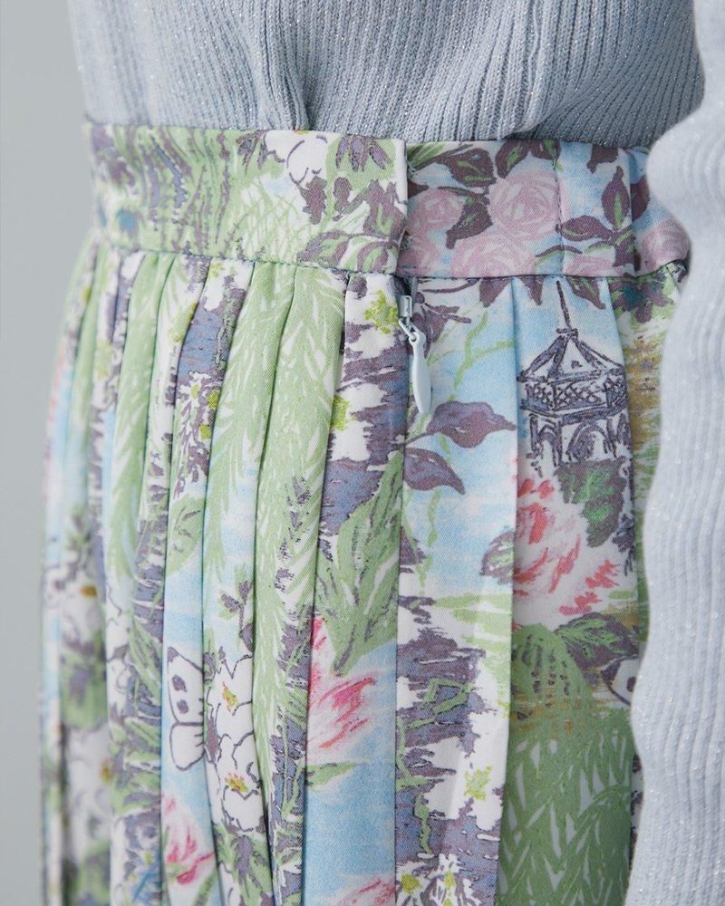 KEITA MARUYAM × SEVEN TEN by MIHO KAWAHITO 庭園プリントプリーツ