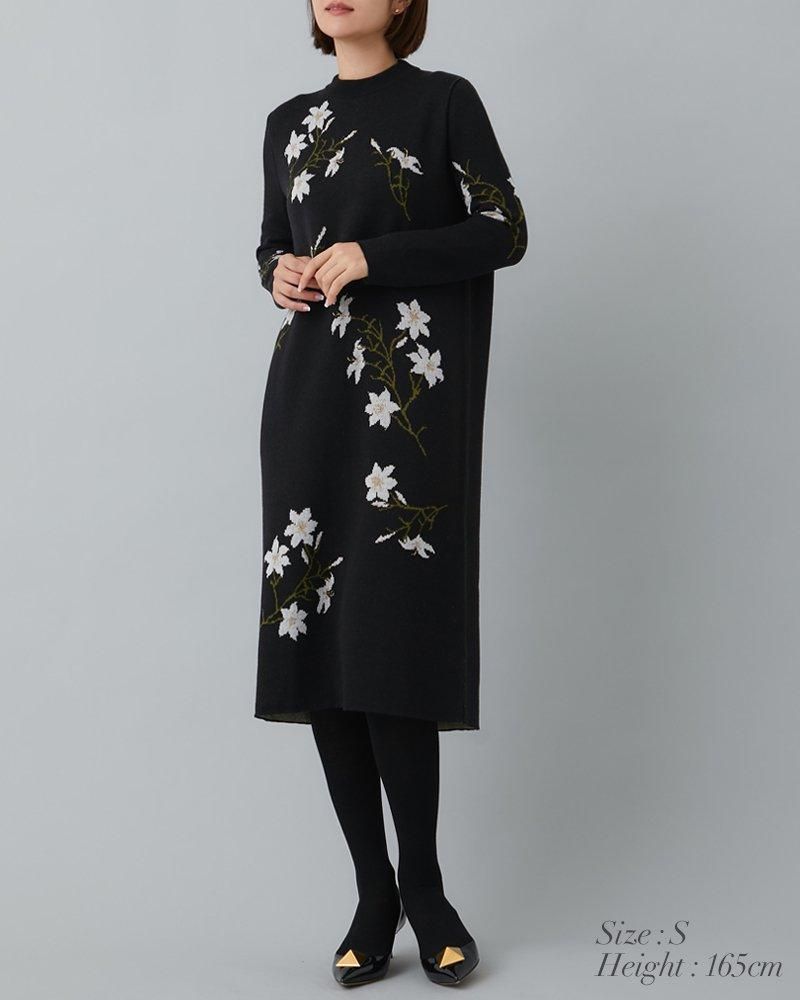 sakura品になります。 シビラ　WOOL100％長袖ワンピース（新品） リリーラメジャガードニットワンピース(ブラウン) - seventen