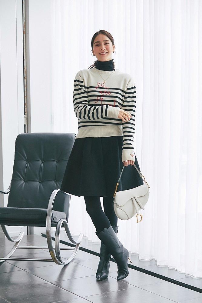 再入荷】so loved ニットプルオーバー(ブラック×ホワイト 再入荷】so loved ニットプルオーバー(ブラック×ホワイト