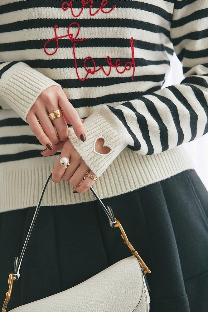 20％off】so loved ニットプルオーバー(ブラック×ホワイト) - seventen