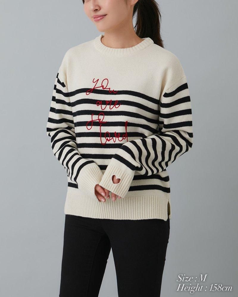 再入荷】so loved ニットプルオーバー(ブラック×ホワイト