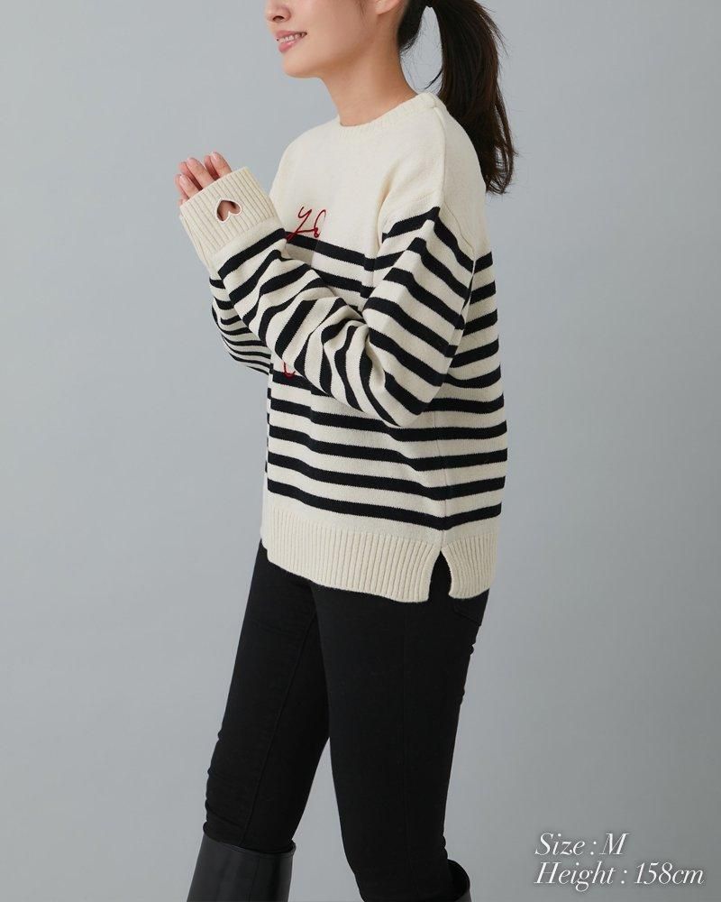 20％off】so loved ニットプルオーバー(ブラック×ホワイト) - seventen