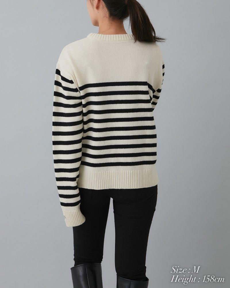 20％off】so loved ニットプルオーバー(ブラック×ホワイト) - seventen