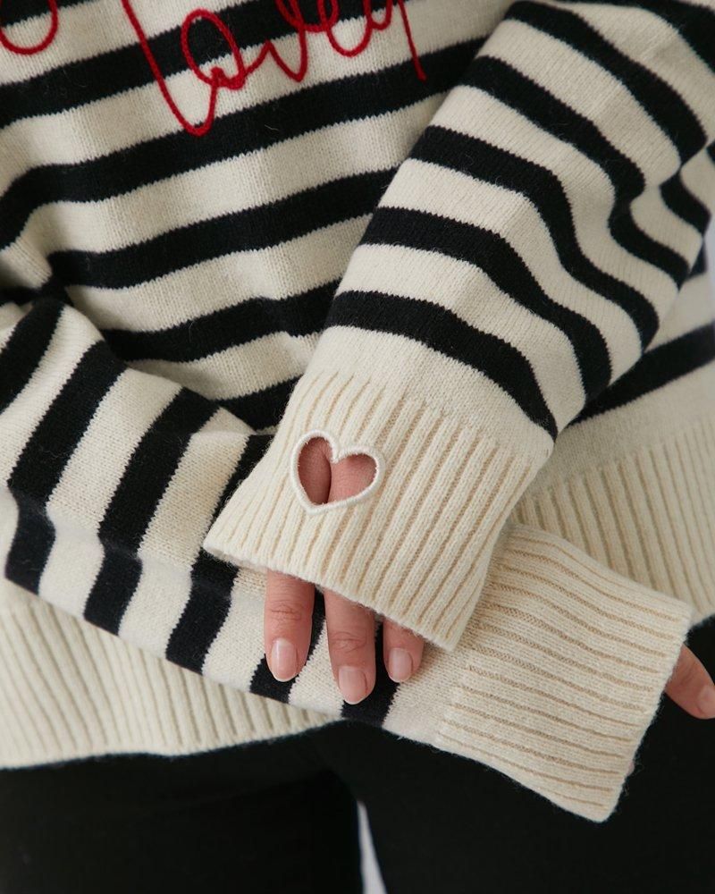 20％off】so loved ニットプルオーバー(ブラック×ホワイト) - seventen