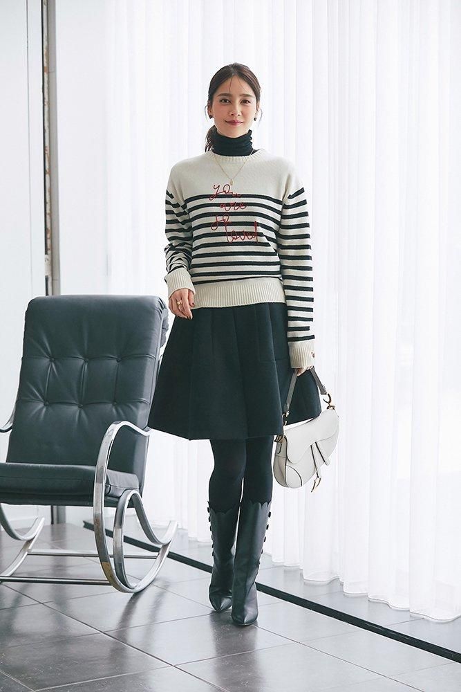 再入荷】so loved ニットプルオーバー(ブラック×ホワイト