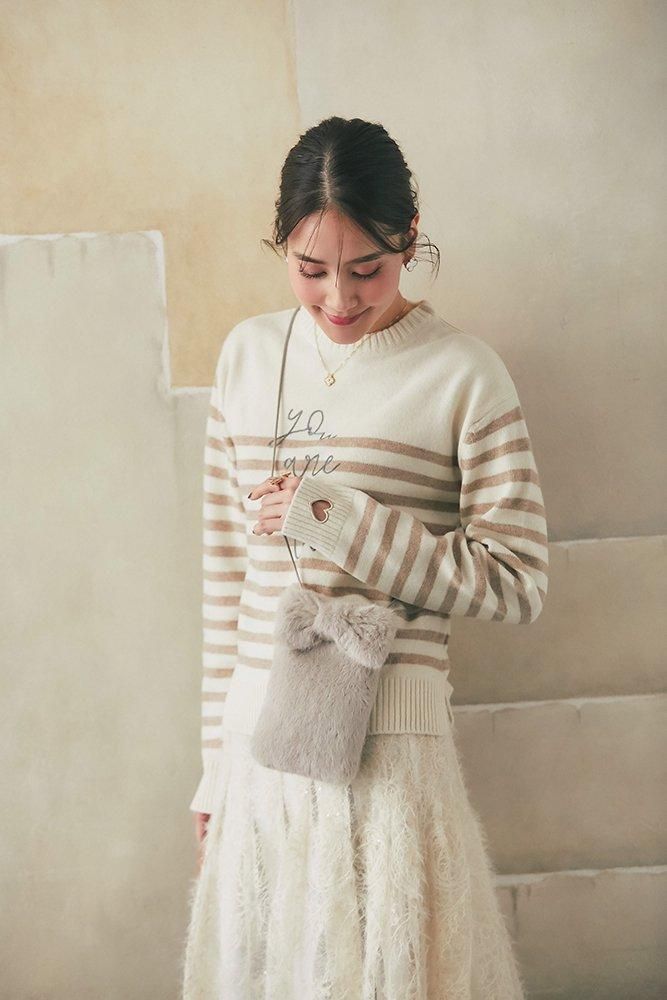 お歳暮 のし 再入荷】so loved ニットプルオーバー(オフホワイト×ベージュ トップス