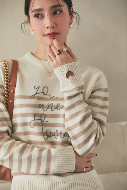 【再入荷】so loved ニットプルオーバー(オフホワイト×ベージュ)
