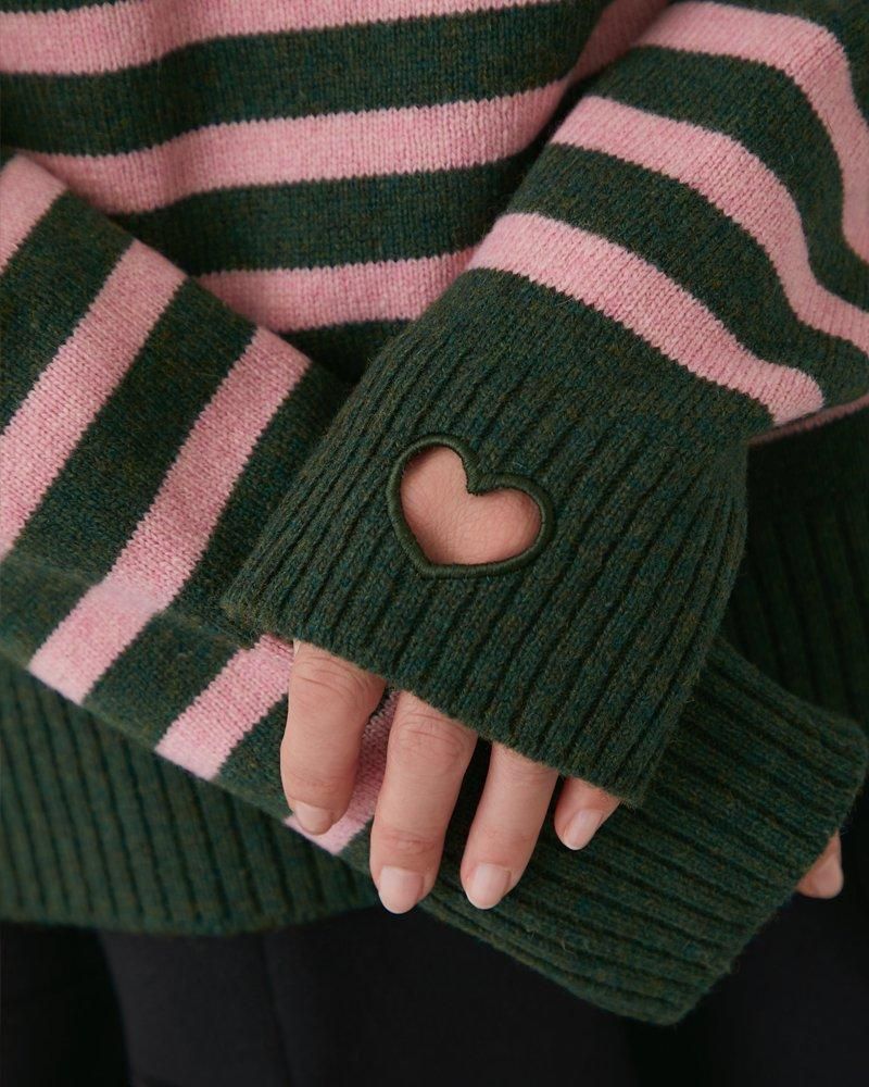 再入荷】so loved ニットプルオーバー(グリーン×ピンク) - seventen