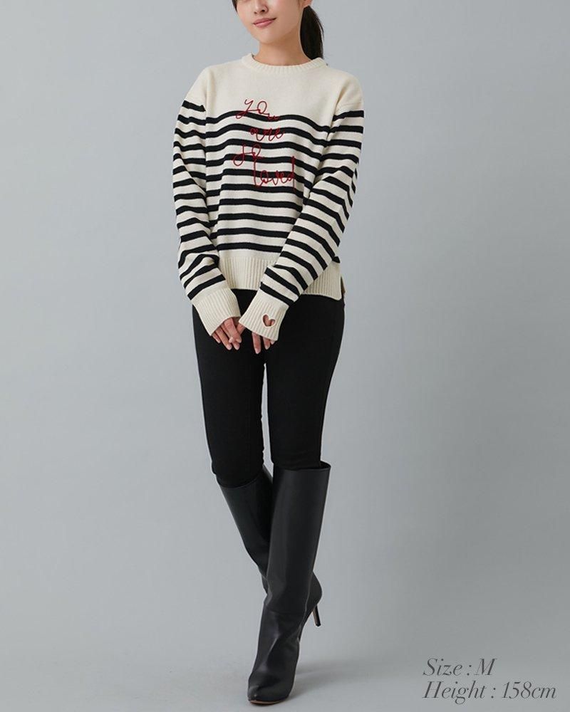 再入荷】so loved ニットプルオーバー(グリーン×ピンク) - seventen
