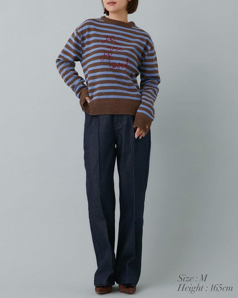 20％off】so loved ニットプルオーバー(ブラウン×スマルト) - seventen