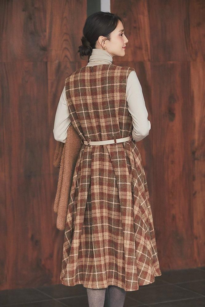 30%off】ウールチェックジャンバースカート(ブラウン) - seventen 30%off】ウールチェックジャンバースカート(ブラウン) - seventen