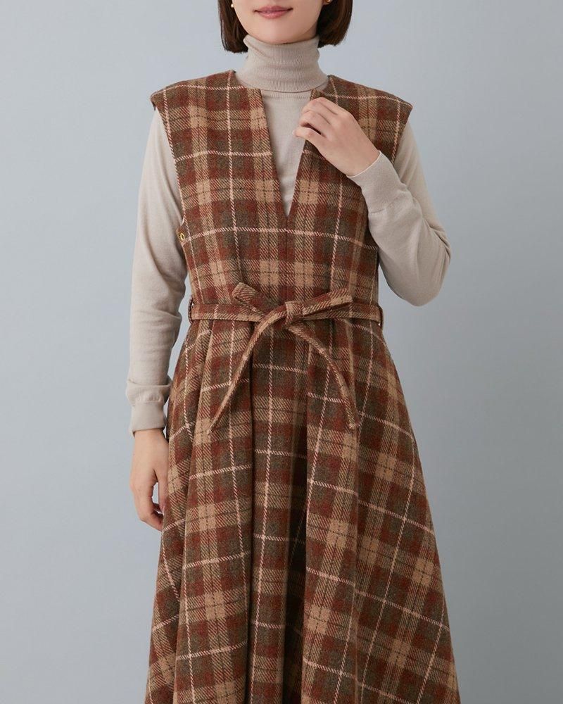 30%off】ウールチェックジャンバースカート(ブラウン) - seventen 30%off】ウールチェックジャンバースカート(ブラウン) - seventen