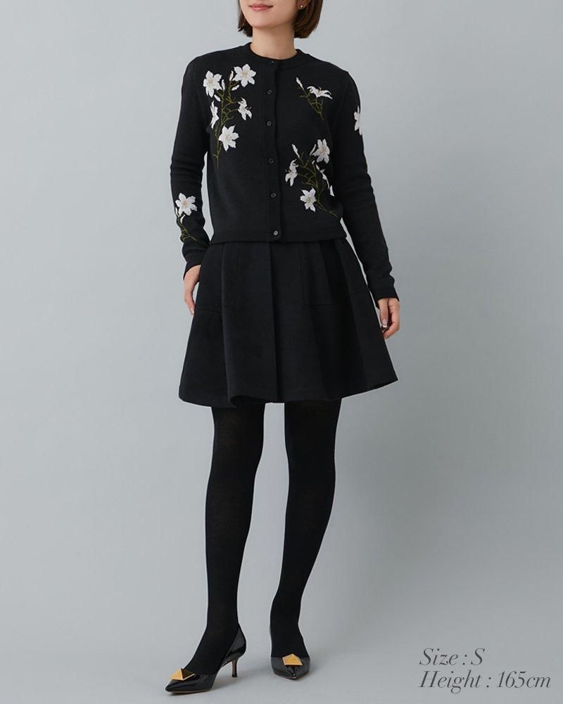 ウールハイウエストフレアキュロット(ブラック) - seventen