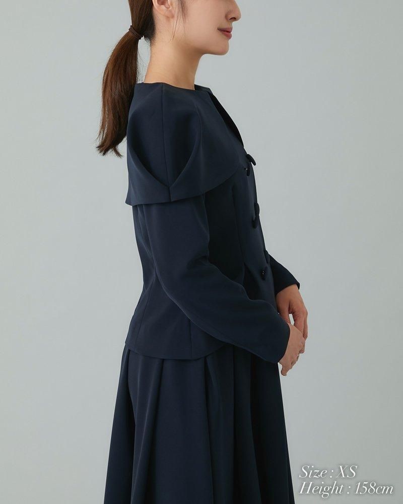 ケープ風ダブルボタンジャケット(ネイビー) - seventen