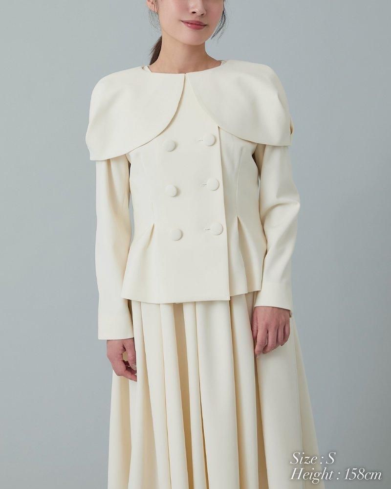 ケープ風ダブルボタンジャケット(オフホワイト) - seventen