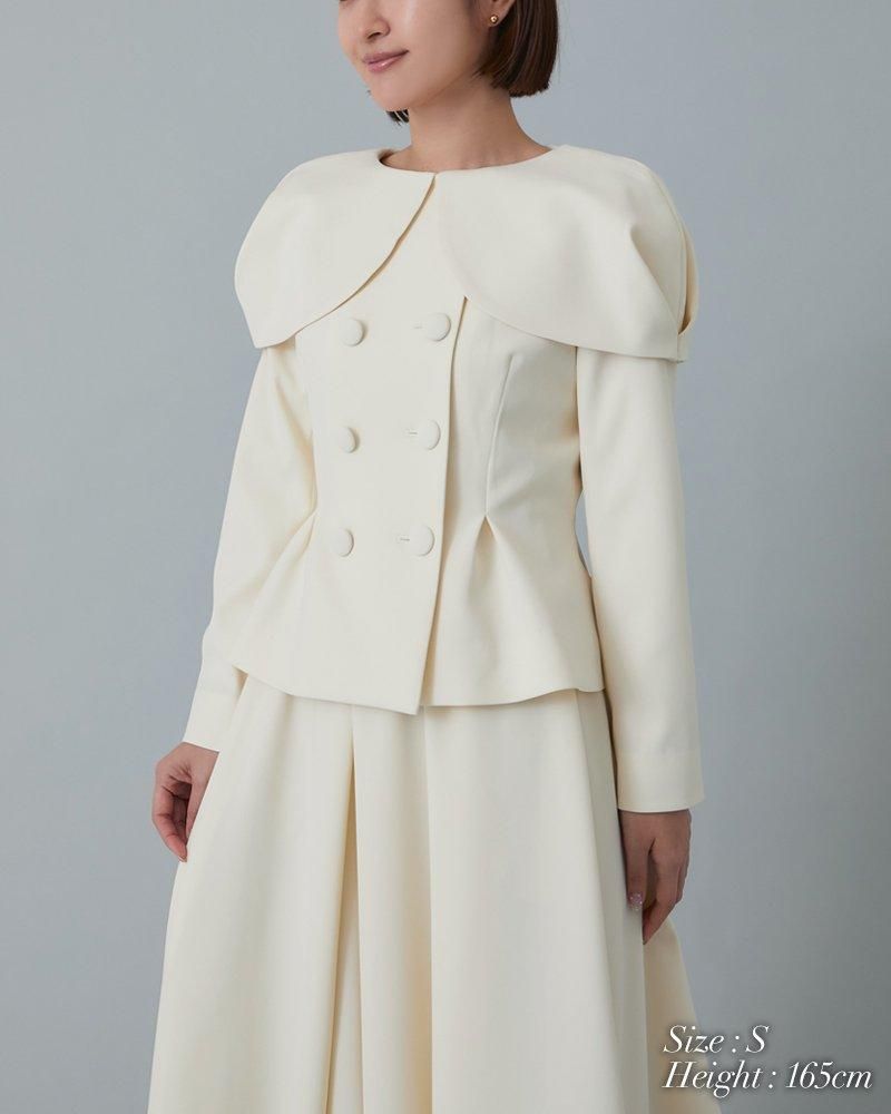 ケープ風ダブルボタンジャケット(オフホワイト) - seventen