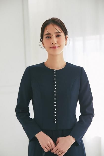 ノーカラーパールジャケット(ネイビー)