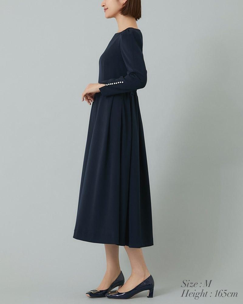 タグ付き【SEVEN TEN】セブンテン パールトリムタックワンピース パールトリムタックワンピース(ネイビー) - seventen