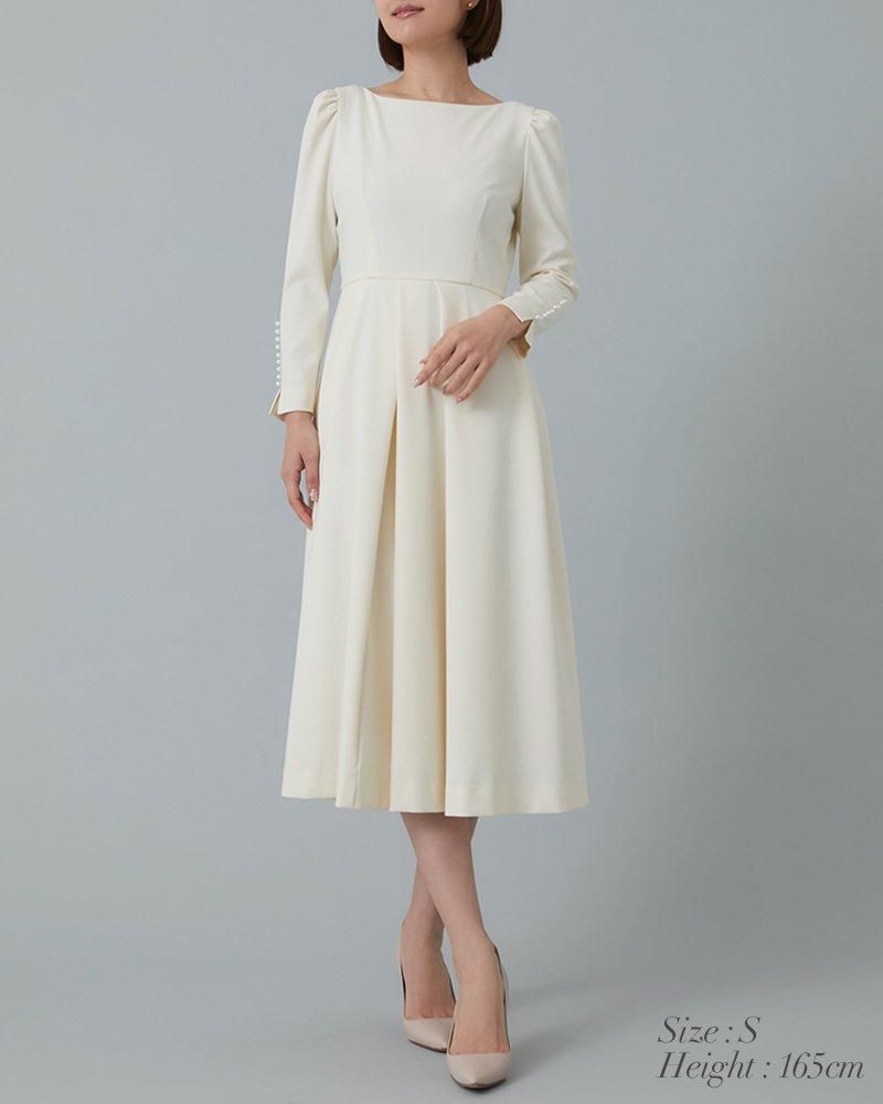 パールトリムタックワンピース(オフホワイト) - seventen