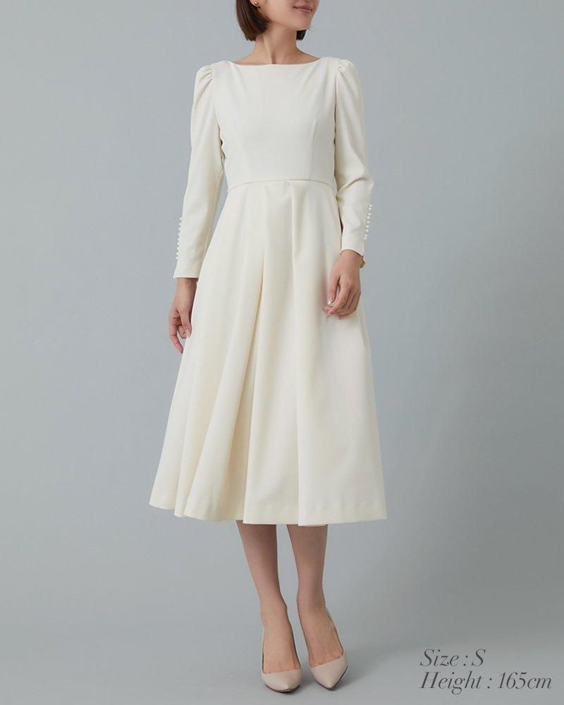 パールトリムタックワンピース(オフホワイト) - seventen