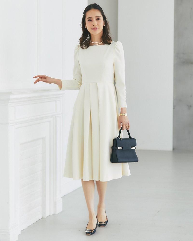 タグ付き【SEVEN TEN】セブンテン パールトリムタックワンピース パールトリムタックワンピース(オフホワイト) - seventen