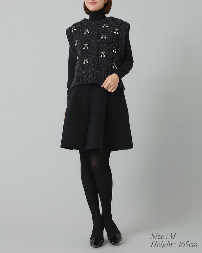 チェリービーズニットベスト(オフホワイト) - seventen