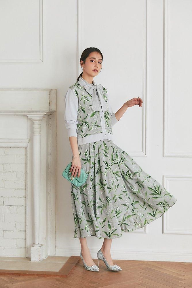 すずらんプリントカーディガン(グレー) - seventen