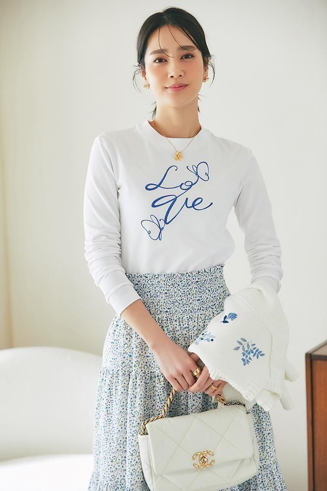 プリントロングTシャツ(ブルー) - seventen