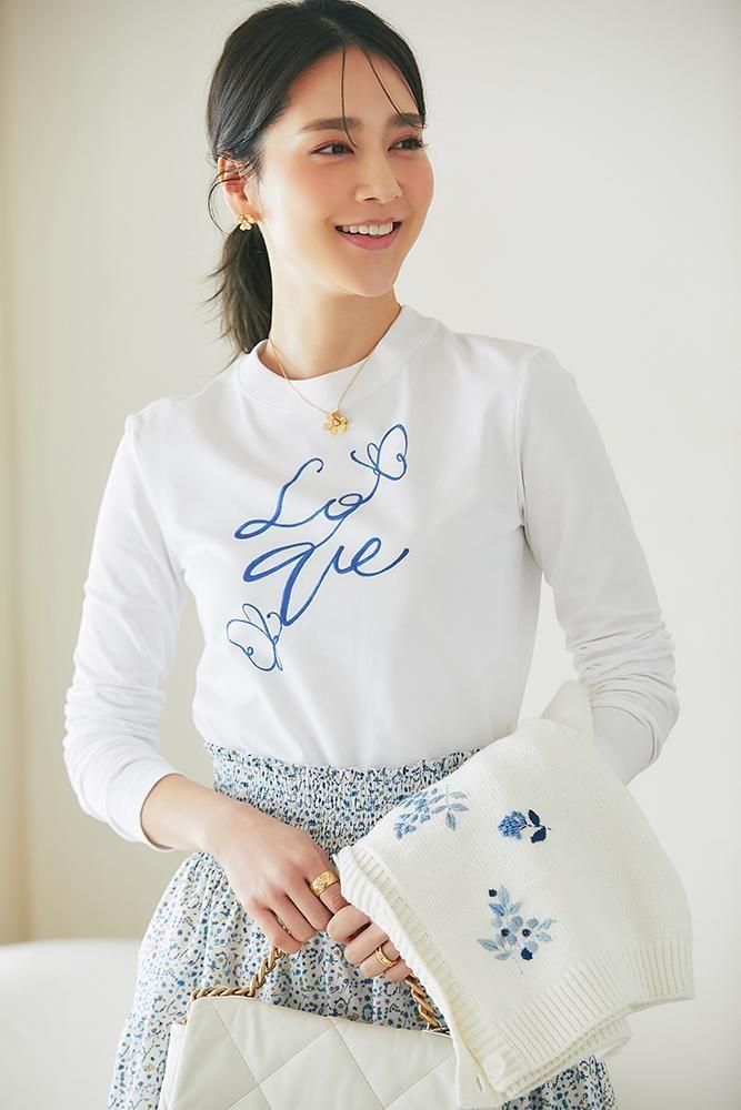 プリントロングTシャツ(ブルー) - seventen