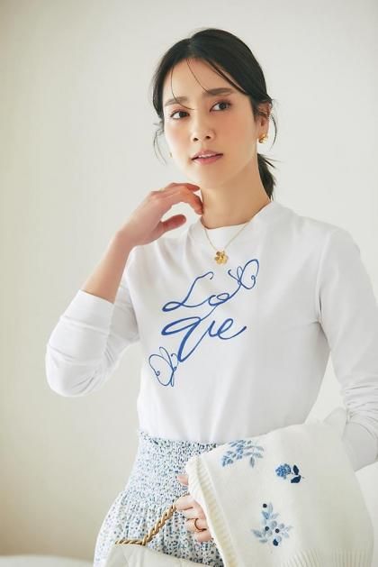 プリントロングTシャツ(ブルー)