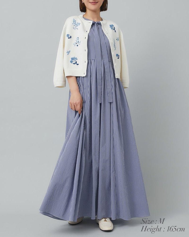 フラワー手刺繍カーディガン(ブルー) - seventen