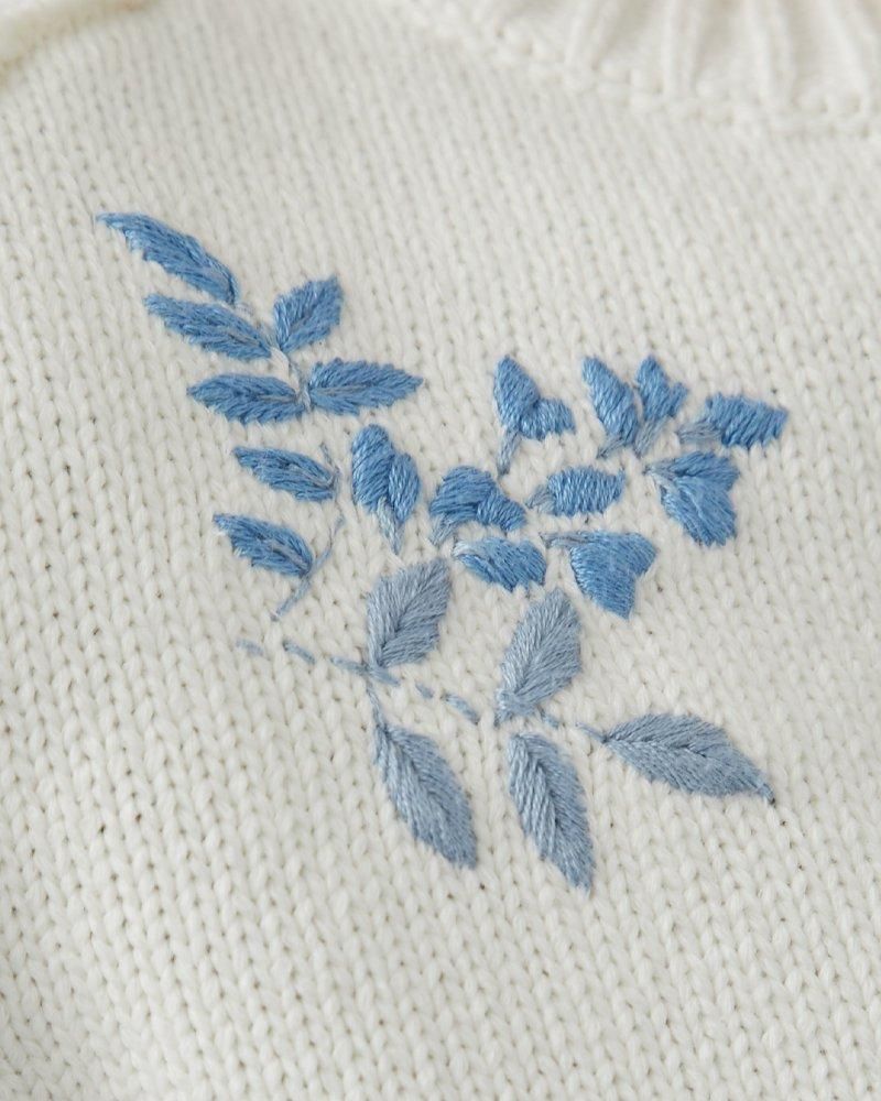 フラワー手刺繍カーディガン(ブルー) - seventen