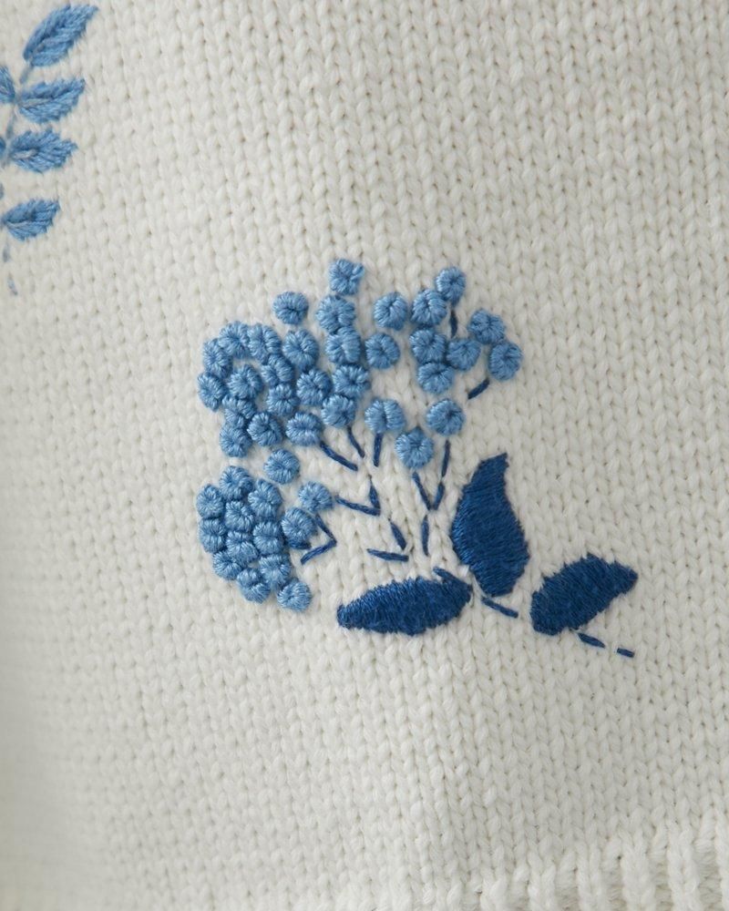 フラワー手刺繍カーディガン(ブルー) - seventen