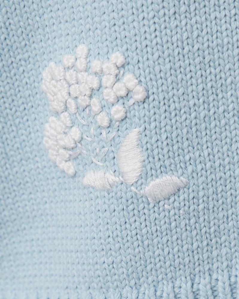フラワー手刺繍カーディガン(ライトブルー) - seventen