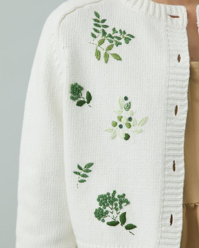 フラワー手刺繍カーディガン(グリーン) - seventen フラワー手刺繍カーディガン(グリーン) - seventen
