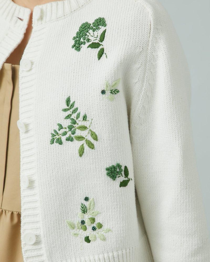 フラワー手刺繍カーディガン(グリーン) - seventen フラワー手刺繍カーディガン(グリーン) - seventen