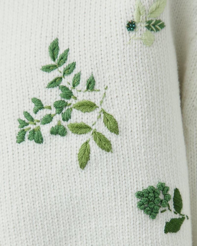 フラワー手刺繍カーディガン(グリーン) - seventen フラワー手刺繍カーディガン(グリーン) - seventen