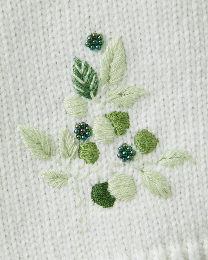 フラワー手刺繍カーディガン(グリーン) - seventen フラワー手刺繍カーディガン(グリーン) - seventen