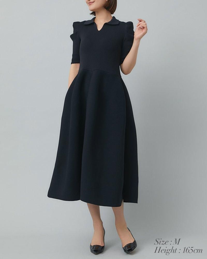 seventen パールニットドレス ワンピース バックパールニットドレス(ネイビー) - seventen