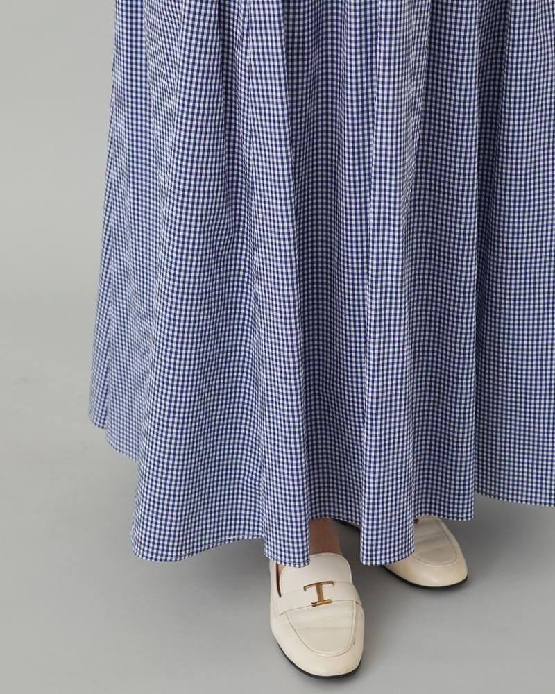 ノースリーブボウタイワンピース(ブルーギンガム) - seventen